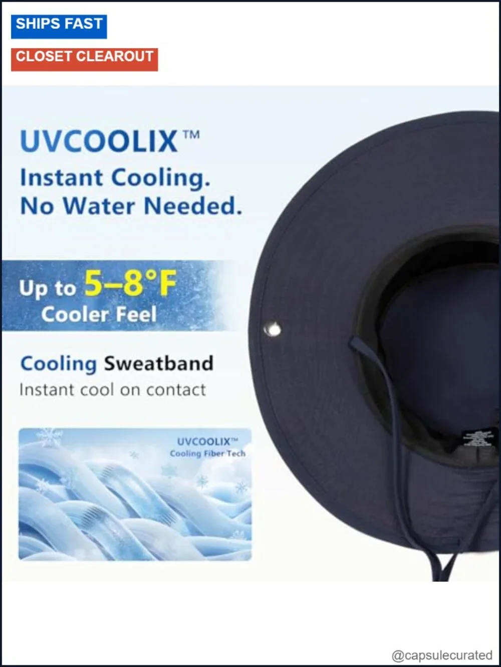 Cooling Sun Hat UPF 50+ Wide Brim Bucket Hat for Men Women Laser Ventilation